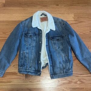 Levi's Blue Denim Jacket with White Sherpa Lining